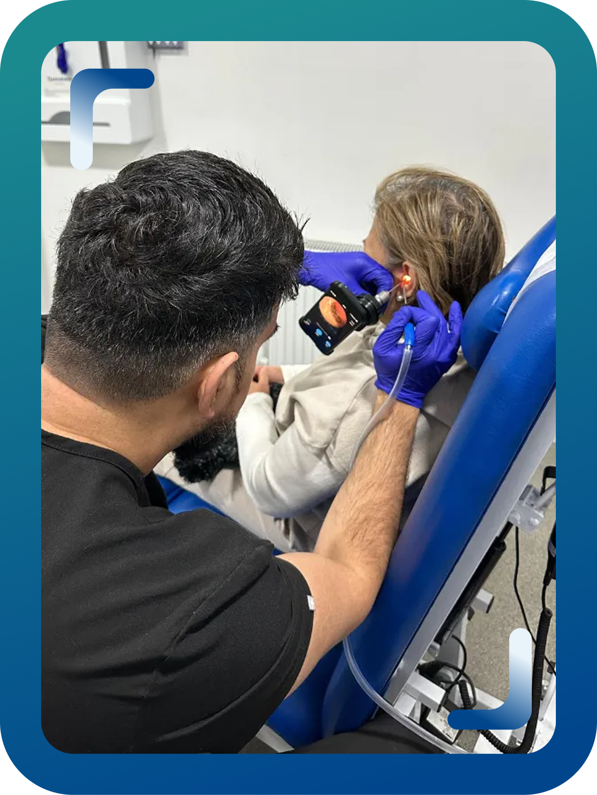 Microsuction ear wax removal being performed at our Birmingham clinic