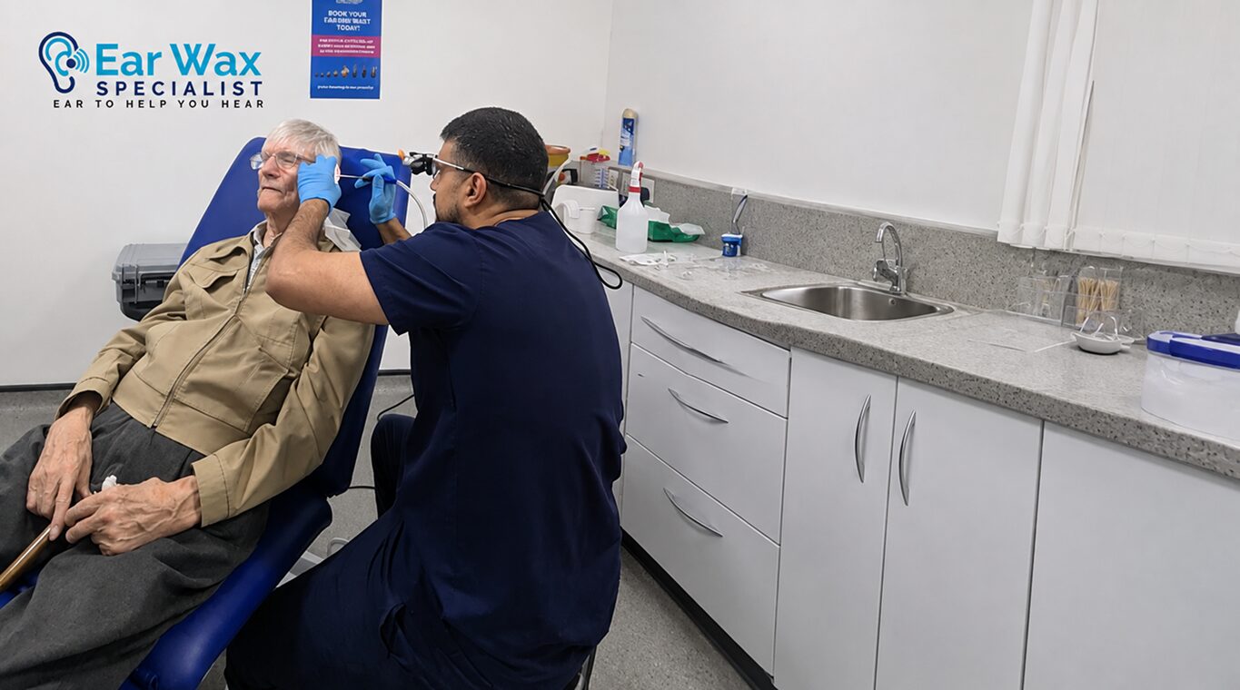 Ear specialist examining patient’s ear