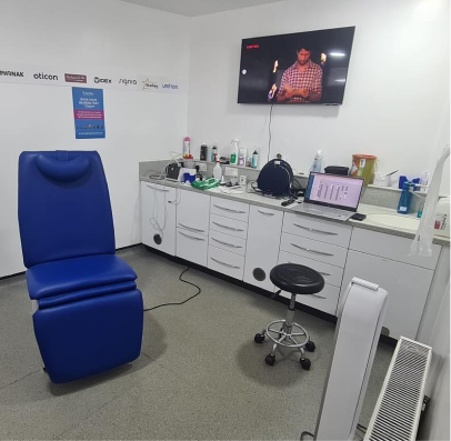 Ear wax removal treatment room for clinically assessed and suitable appointments.
